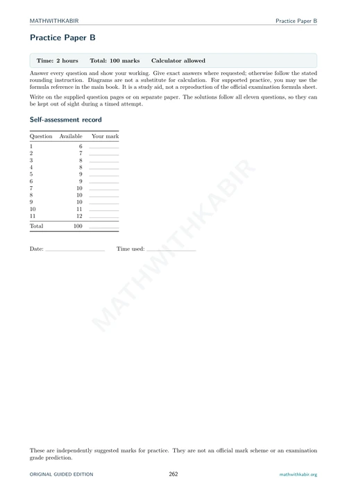 First page of Practice Paper B
